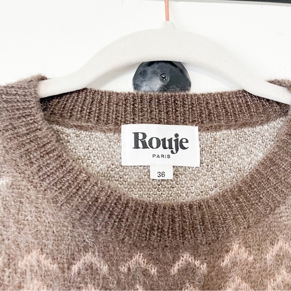 Rouje Tia Sweater Jumper Brown White Snowflake Size 36 US 4 - Picture 4 of 8